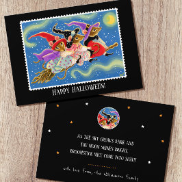 Anpassningsbar Broomstick Mice Witches Halloween F Kort