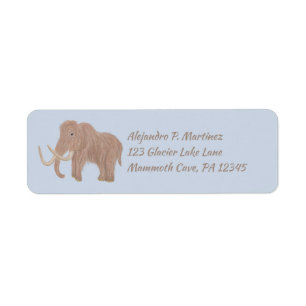 Anpassningsbar Brown, Blue Wooly Mammoth Returadre Returadress Etikett