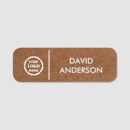 Anpassningsbar Brown Business Logotyp Basic Employ Namnbricka