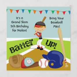 Anpassningsbar Brown Hair Boy Baseball Birthday-in Inbjudningar