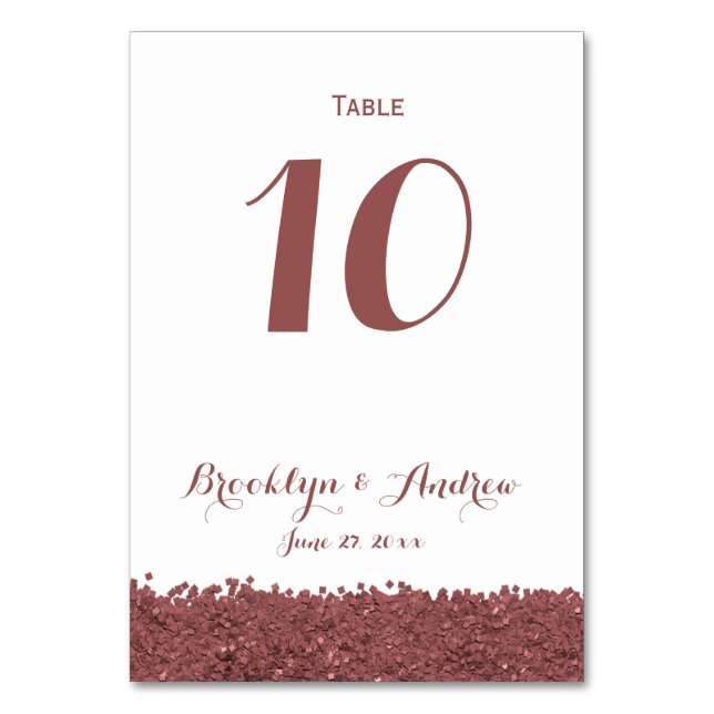 Anpassningsbar Brown Marsala White Bröllop Bordsnu Bordsnummer (Framsidan)