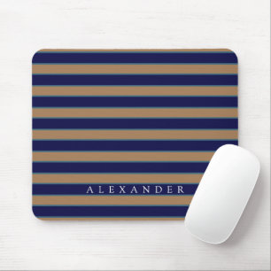 Anpassningsbar Brown Navy Blue Rand Monogrammed Musmatta