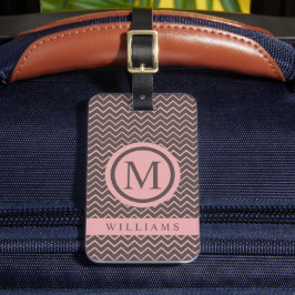 Anpassningsbar Brown Peach Rosa Chevron Mönster Bagagebricka