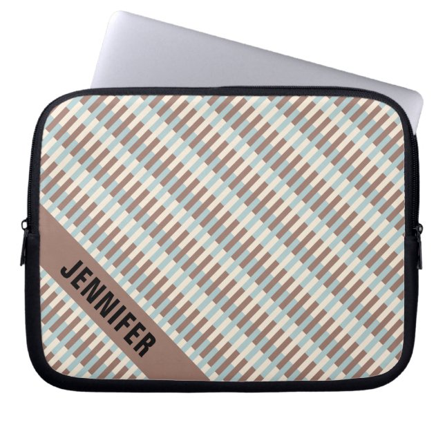 Anpassningsbar Brown Tan Blue Rand Laptop Fodral (Framsidan)