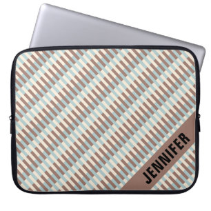 Anpassningsbar Brown Tan Blue Rand Laptop Fodral