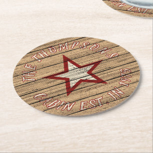 Anpassningsbar Brown Weasted Burlywood Plank Mönst Underlägg Papper Rund