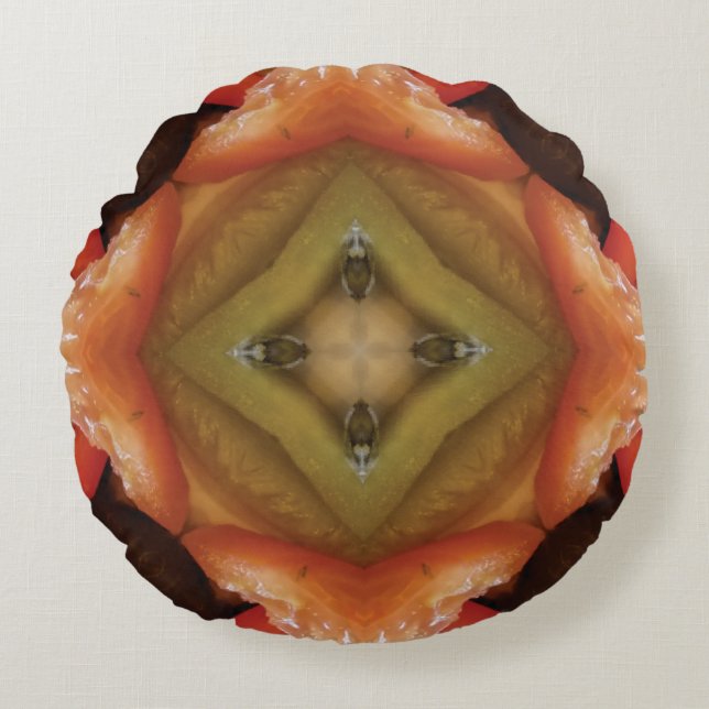 Anpassningsbar Brun Designad runda fyllning Rund Kudde (Framsidan)