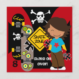 Anpassningsbar Brunette Skateboarding Birthday Inb Inbjudningar