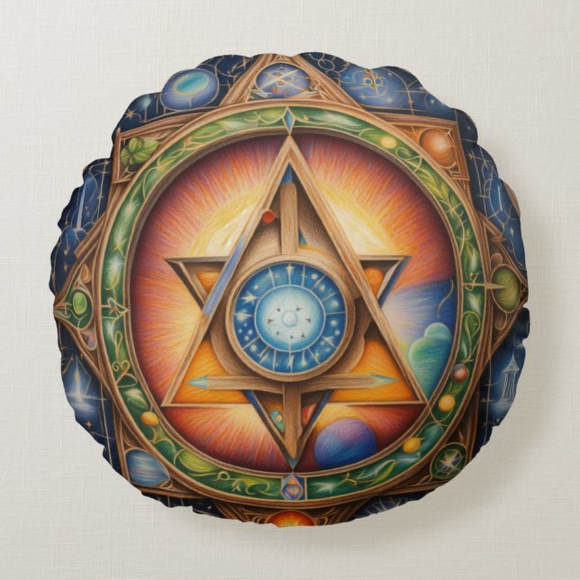 Anpassningsbar Brushed Polyester Round Dekorativ k Rund Kudde (Framsidan)