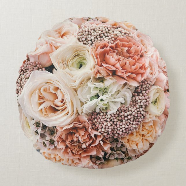 Anpassningsbar Brushed Polyester Round Dekorativ k Rund Kudde (Framsidan)