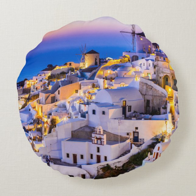 Anpassningsbar Brushed Polyester Round Dekorativ k Rund Kudde (Baksidan)