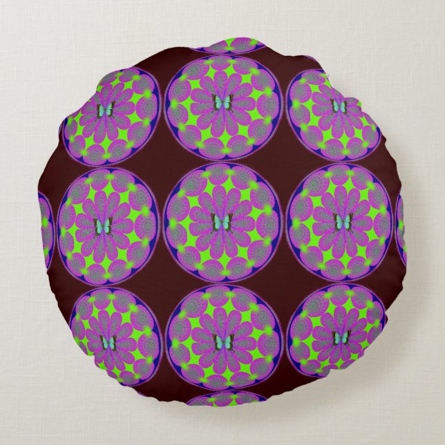 Anpassningsbar Brushed Polyester Round Dekorativ k Rund Kudde (Baksidan)