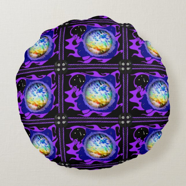 Anpassningsbar Brushed Polyester Round Dekorativ k Rund Kudde (Baksidan)