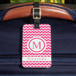 Anpassningsbar Bubblegum Rosa White Chevron Mönste Bagagebricka
