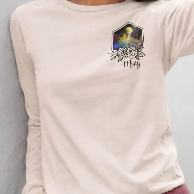 Anpassningsbar Budgie Personlig Pet Photo & Namn B T Shirt (Skapare uppladdad)