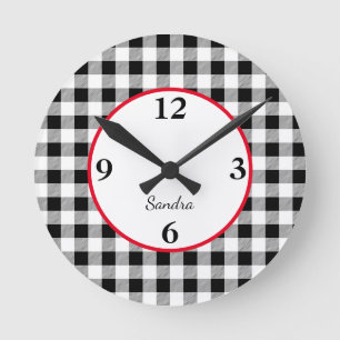 Anpassningsbar Buffalo Check Red Accent 10,75-in-a Rund Klocka