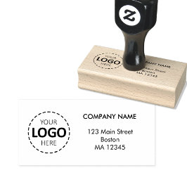Anpassningsbar Buisness Logotyp & Adress Wooden Stämpel