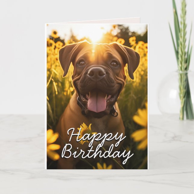 Anpassningsbar Bull Mastiff Birthday Card Tack Kort (Framsida)