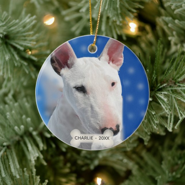 Anpassningsbar Bull Terrier Hund Photo Julgransprydnad Keramik (Träd)