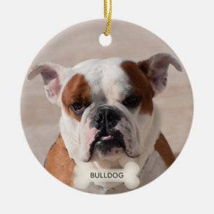 Anpassningsbar Bulldog Boxer Hund Photo Julgransprydnad Keramik