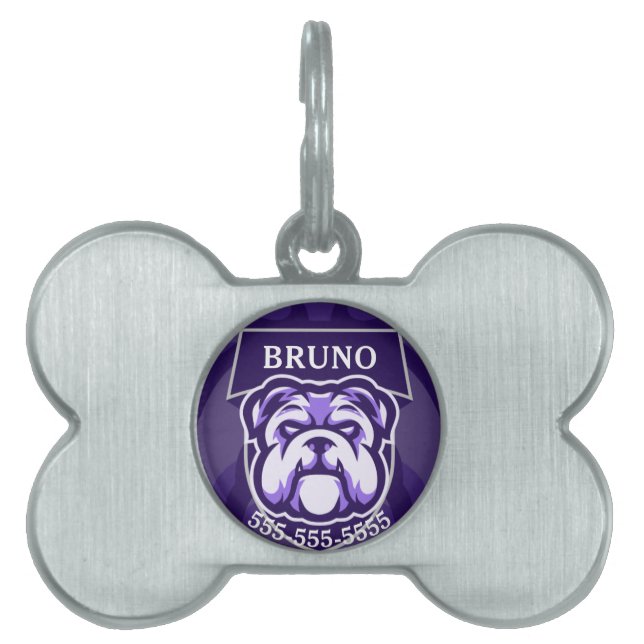 Anpassningsbar Bulldog  ID-bricka Husdjur (Framsidan)