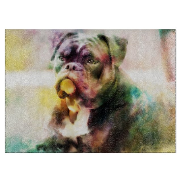 Anpassningsbar Bulldog Watercolor Painting (Framsidan)