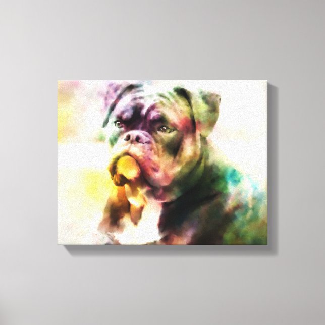 Anpassningsbar Bulldog Watercolor Painting Canvastryck (Framsida)