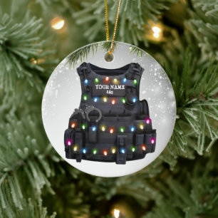 Anpassningsbar Bulletsecure Vest Police Officer Li Julgransprydnad Keramik
