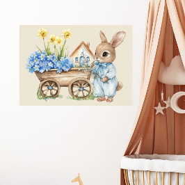 Anpassningsbar Bunny med Blåa blommor Poster