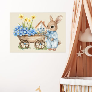 Anpassningsbar Bunny med Blåa blommor Poster