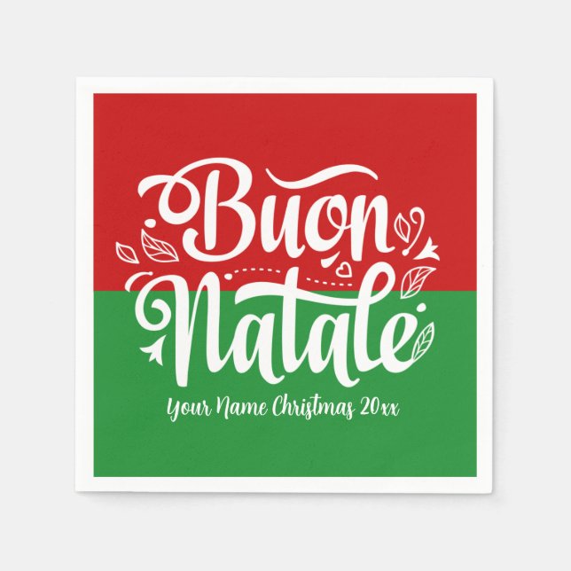 Anpassningsbar Buon Natale Italienska God jul Pappersservett (Framsidan)