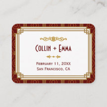 Anpassningsbar Burgundy Art Deco Bröllop ortkort