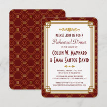 Anpassningsbar Burgundy Art Deco Rehearsal Dinner