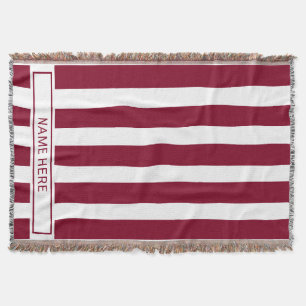 Anpassningsbar Burgundy Rand Blanket med ditt namn Filt