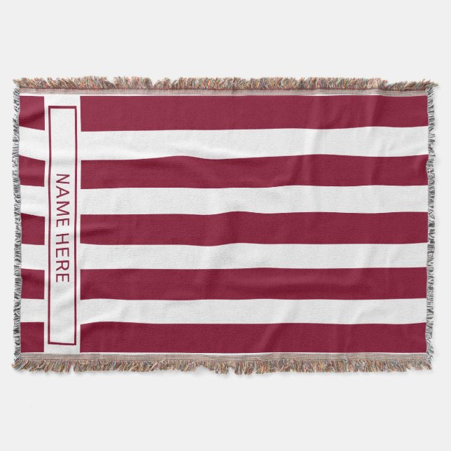 Anpassningsbar Burgundy Rand Blanket med ditt namn Filt (Framsidan)