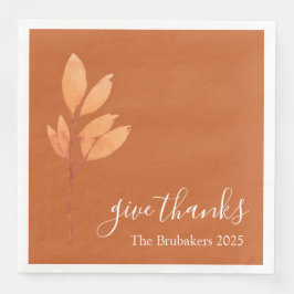 Anpassningsbar Burnt Orange Boho Ge Tack Thanksgiv Pappersservett