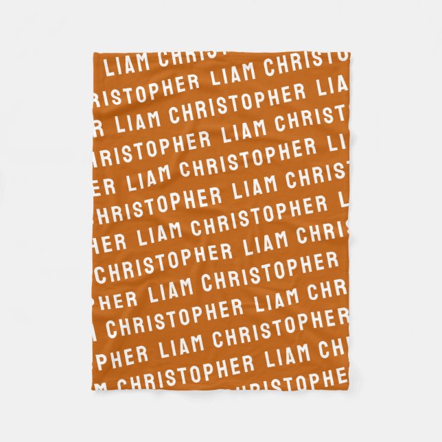 Anpassningsbar Burnt Orange Personlig Baby Namn Gi Fleecefilt (Framsidan)