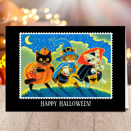 Anpassningsbar Bus eller godis Halloween Cat Witch Kort