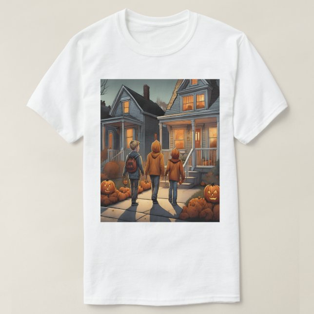 Anpassningsbar Bus eller godis Halloween T-Shirt (Design framsida)