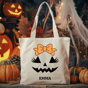 Anpassningsbar Bus eller godis Halloween Tote Bag Tygkasse