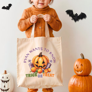 Anpassningsbar Bus eller godis Roligt Pumpkin Hall Tygkasse