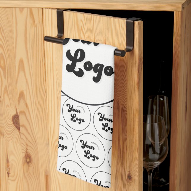 Anpassningsbar Business Company Logotyp Mönster Bl Kökshandduk (Thirds Fold)