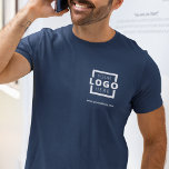 Anpassningsbar Business Corporate Logotyp Employee T Shirt<br><div class="desc">Befordra ditt företag på din t-shirt, vart du än går. Skapa din egen anpassningsbar märkt t-shirt med din egen logotyp. Utskriften kan placeras på framsidan, i fickan och baksidan. Genom att ta med sig säljfrämjande t-shirts med din logotyp på handelsevenemang och andra företagsevenemang kan du känna igen medlemmar i ditt...</div>