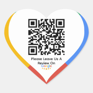 Anpassningsbar Business Google Review QR Code Comp Hjärtformat Klistermärke