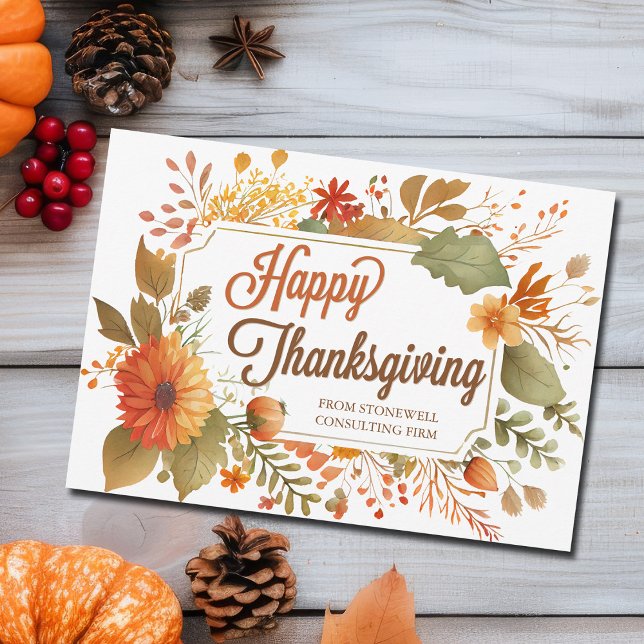 Anpassningsbar Business Happy thanksgiving Fall Fl Julkort (Skapare uppladdad)