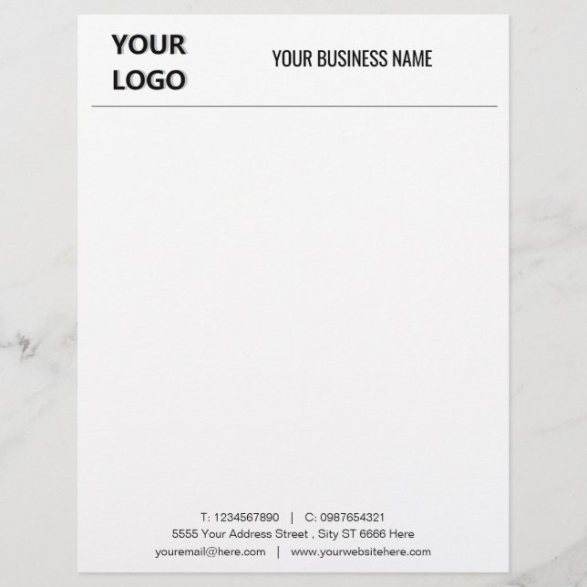 Anpassningsbar Business Letterhead-exempel med Log Brevhuvud (Framsida)