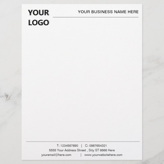Anpassningsbar Business Letterhead Logotyp Adress  Brevhuvud (Framsida)