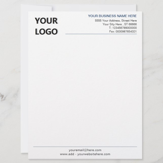 Anpassningsbar Business Letterhead-Logotyp och QR- Brevhuvud (Framsida)