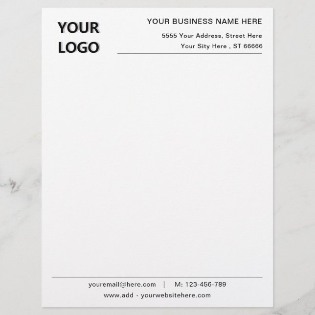 Anpassningsbar Business Letterhead-mall med din Lo Brevhuvud (Framsida)