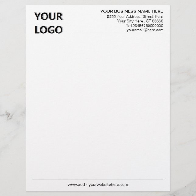 Anpassningsbar Business Letterhead med Logotyp och Brevhuvud (Framsida)